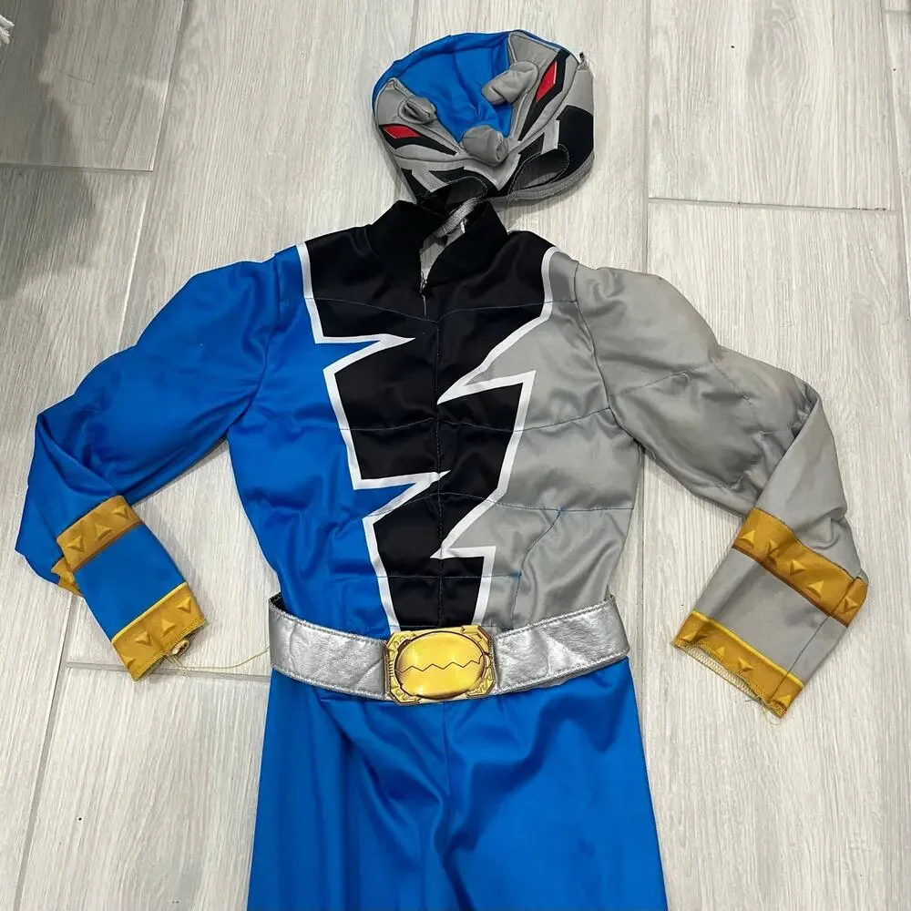Disguise Power Rangers Dino Fury Blue Ranger Muscle Costume Kids Size Small 4-6